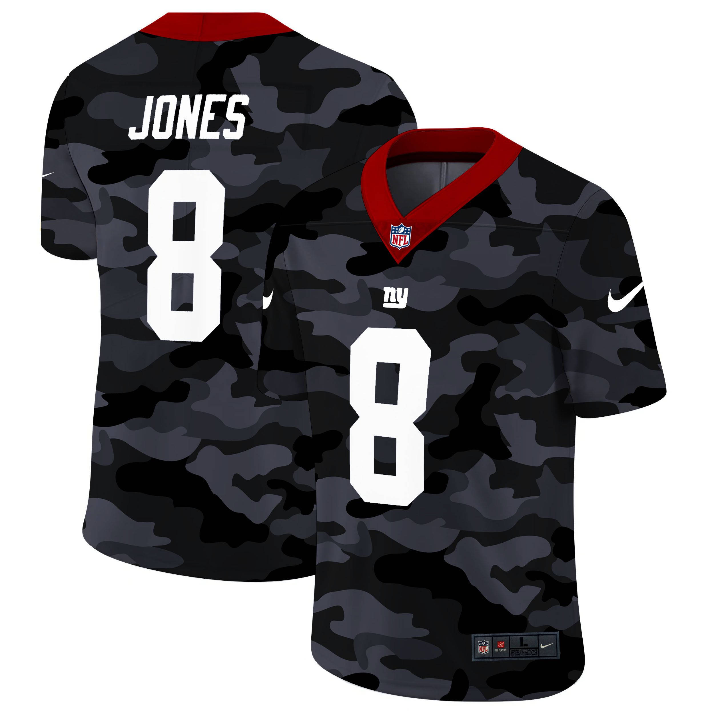 Men New York Giants #8 Jones 2020 Nike Camo Salute to Service Limited NFL Jerseys